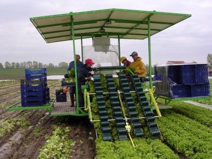 Harvesting machine for 4 rows