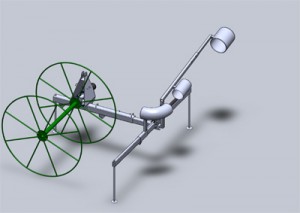Steel reel to roll up or fold the fabric/ screen up to 3 acres